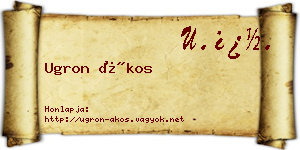 Ugron Ákos névjegykártya
